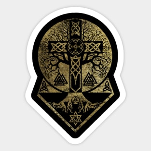 Tree of life  -Yggdrasil  and Celtic Cross Sticker